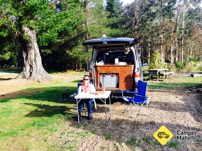 Overzicht van Okains Bay Camping Ground